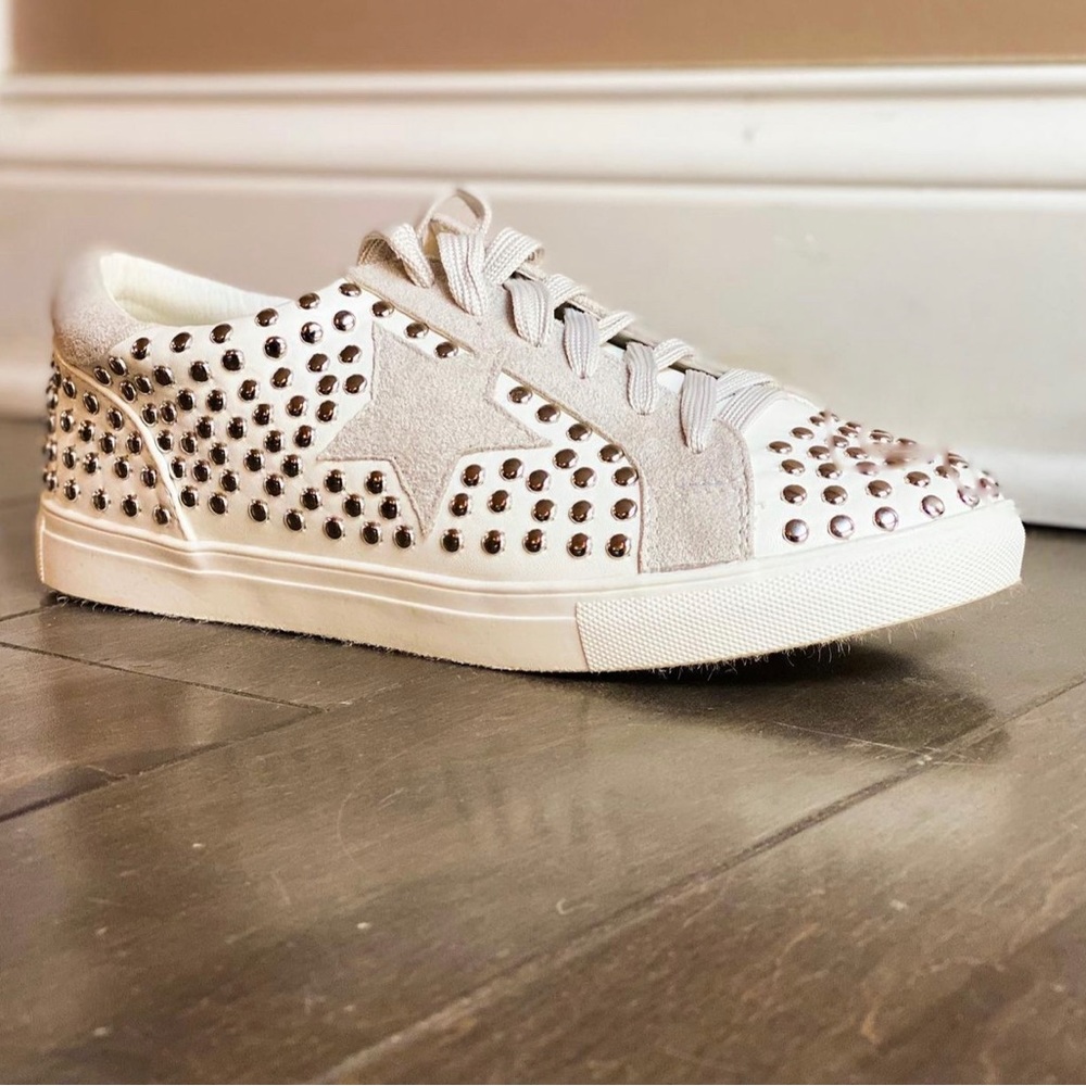 Studded white sneakers